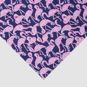 Papier Mousseline Preppy Palm Beach Imprimer Flamants roses rose et  (Détail)