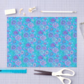 Papier Mousseline Preppy Palm Beach Imprimer Fleurs bleues (Artisanat)