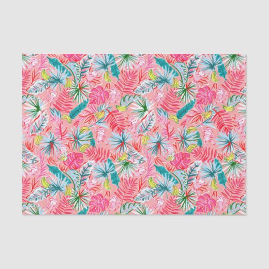 Papier Mousseline Preppy Palm Beach Imprimer Palm Tree Monkeys (Recto)