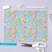 Papier Mousseline Preppy Palm Beach Imprimer Pastel Oranges (Artisanat)