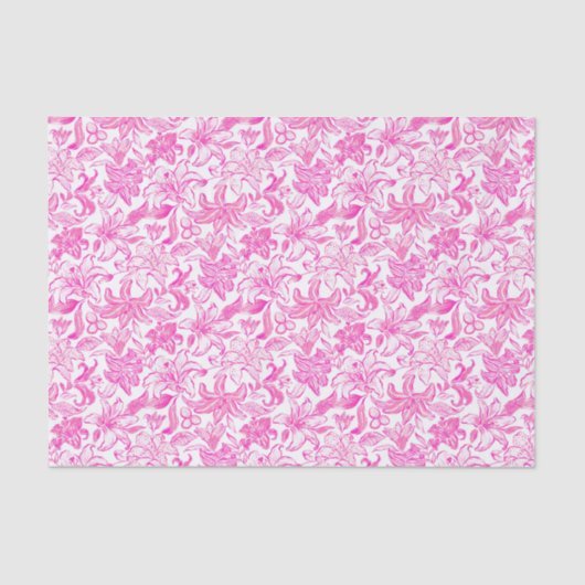 Papier Mousseline Preppy Palm Beach Imprimer rose et blanc Fleurs (Recto)