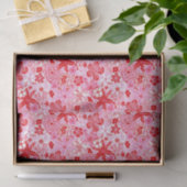 Papier Mousseline Preppy Palm Beach Imprimer rose et rouge Fleurs (Cadeau)