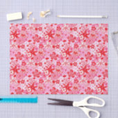 Papier Mousseline Preppy Palm Beach Imprimer rose et rouge Fleurs (Artisanat)