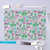 Papier Mousseline Preppy Palm Beach Imprimer rose et vert animal Vac (Artisanat)