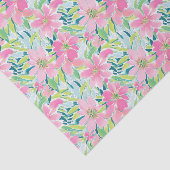 Papier Mousseline Preppy Palm Beach Imprimer rose et vert Fleurs (Détail)