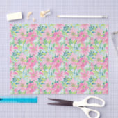 Papier Mousseline Preppy Palm Beach Imprimer rose et vert Fleurs (Artisanat)