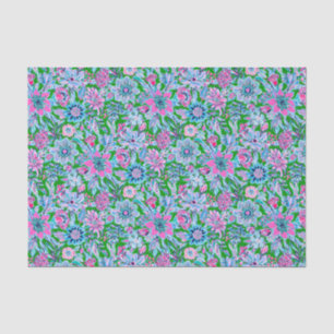 Papier Mousseline Preppy Palm Beach Imprimer rose et vert Fleurs