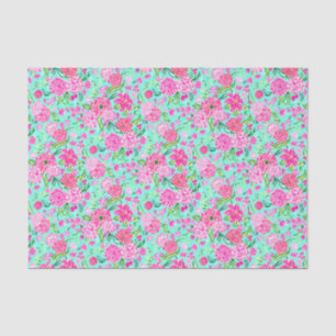 Papier Mousseline Preppy Palm Beach Imprimer Turquoise de fleurs ros