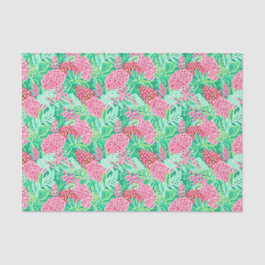 Papier Mousseline Preppy Palm Beach Motif de fleurs tropicales (Recto)