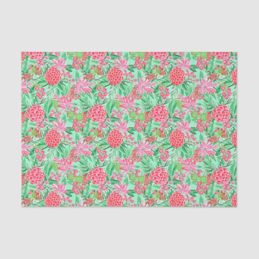 Papier Mousseline Preppy Palm Beach Motif de fleurs tropicales (Recto)