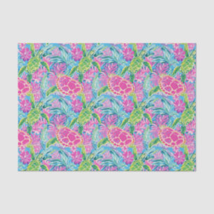 Papier Mousseline Preppy Palm Beach Motif de tortues tropicales