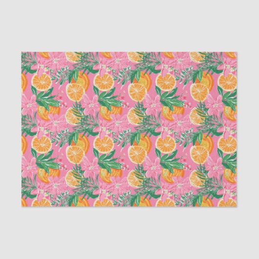 Papier Mousseline Preppy Palm Beach Motif tropical Oranges (Recto)