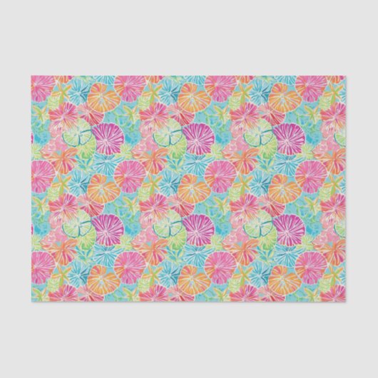 Papier Mousseline Preppy Palm Beach Ocean Shell Motif (Recto)