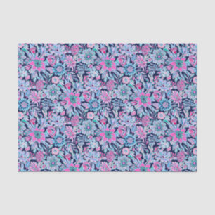 Papier Mousseline Preppy Palm Beach Print Blue and rose Flowers
