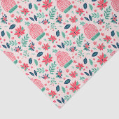 Papier Mousseline Preppy Pink & Green Casquettes de ski de Noël (Détail)