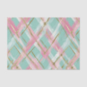 Papier Mousseline Preppy Pink Mint Gold Glitter Argyle Pattern (Recto)