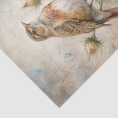 Papier Mousseline Pretty Bird Perched on Purple Thistle Flowers (Détail)