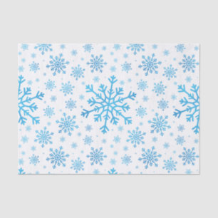 Papier Mousseline Pretty Blue Christmas Snowflakes sur Winter White
