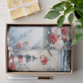 Papier Mousseline Pretty Coastal Christmas Lighthouse Collage (Cadeau)