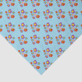 Papier Mousseline Pretty Ladybugs and Flower Pattern Blue (Détail)