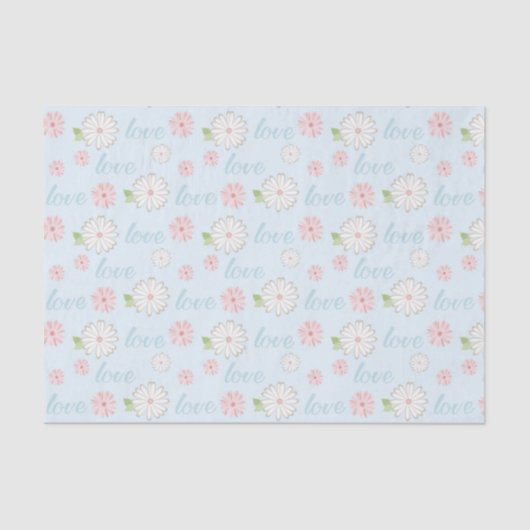 Papier Mousseline Pretty Pastel Love and Flowers Pattern (Recto)