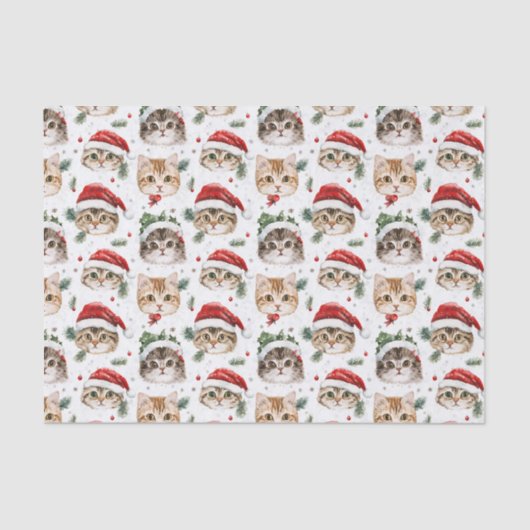 Papier Mousseline  Pretty Pattern Christmas Cat Face Illustrations (Recto)