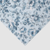 Papier Mousseline Pretty Pattern of Flowers in Shades of Blue (Détail)