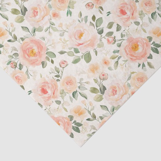 Papier Mousseline Pretty Peach Flowers Bridal Shower (Détail)