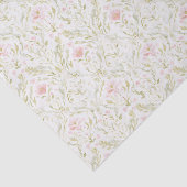 Papier Mousseline Pretty Pink Green Floral Bridal Shower (Détail)