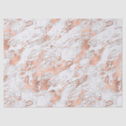 Papier Mousseline Pretty Rose Gold White Glitzy Marble (Recto)