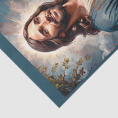 Papier Mousseline Prière Jésus Christ avec jardin fleuri (Détail)