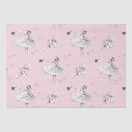 Papier Mousseline Prima Ballerina Swan et Roses (Recto)