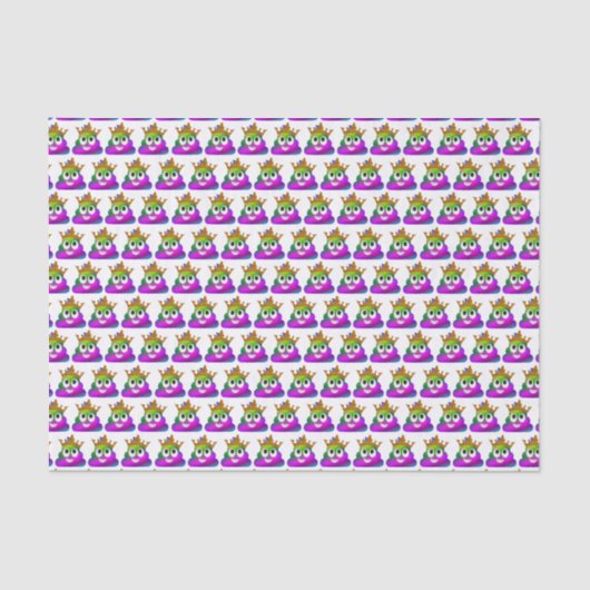 Papier Mousseline Princesse Couronne arc-en-ciel Emoji Poop (Recto)