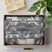 Papier Mousseline Princesse polynésienne Bleu Floral Tribal (Cadeau)