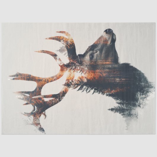 Papier Mousseline Profil de cerf à double exposition de découpage (Recto)