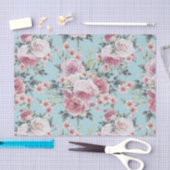Papier Mousseline Profusion rose - Arrière - plan Turquoise (Artisanat)