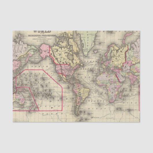 Papier Mousseline Proj 2 de Mercator du monde (Recto)