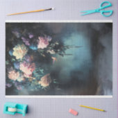 Papier Mousseline Promenade du soir, Oiseau de Humming et fleurs éth (Artisanat)