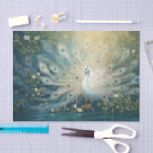 Papier Mousseline Promenade Peacock Plumes, Elégant Peacock Blanc (Artisanat)