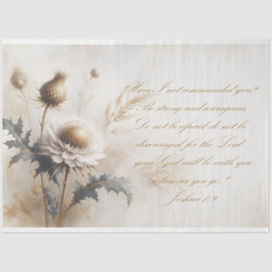 Papier Mousseline Promesses d'écriture Josh 1:9 Découpage (Recto)