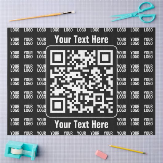 Papier Mousseline Promotional QR code (editable) plus Logo Pattern (Artisanat)
