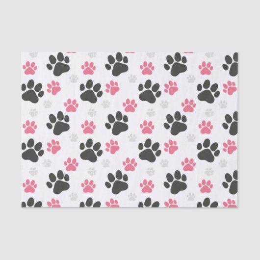 Papier Mousseline Propriétaire de chien Empreinte de patte rose noir (Recto)