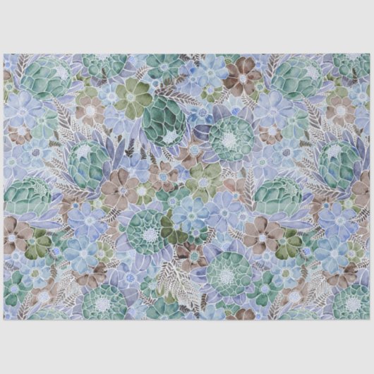 Papier Mousseline Protea Bleu super Et Motif Maisy Wrappin (Recto)