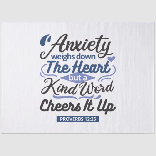 Papier Mousseline Proverbs 12:25 Bible Verse – Kind Word Art (Recto)