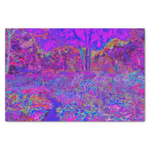 Papier Mousseline Psychédélique Impressionniste Paysage Violet