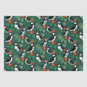 Papier Mousseline Puffin Motif vert verdoyant