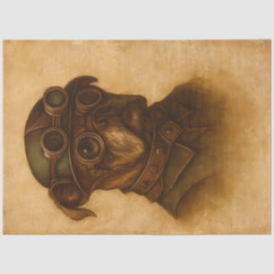 Papier Mousseline Pug Aviateur Steampunk Decoupage