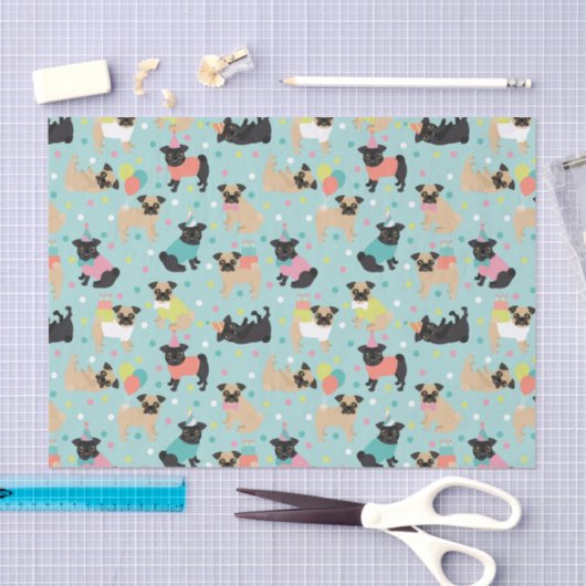Papier Mousseline Pug Birthday Tissue Paper (Artisanat)