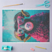 Papier Mousseline Punk rose noir mouton soufflant bulle gomme dénoua (Artisanat)