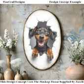 Papier Mousseline Puppy Chien Mignonne Peeking Dachshund CN8 Découpa
